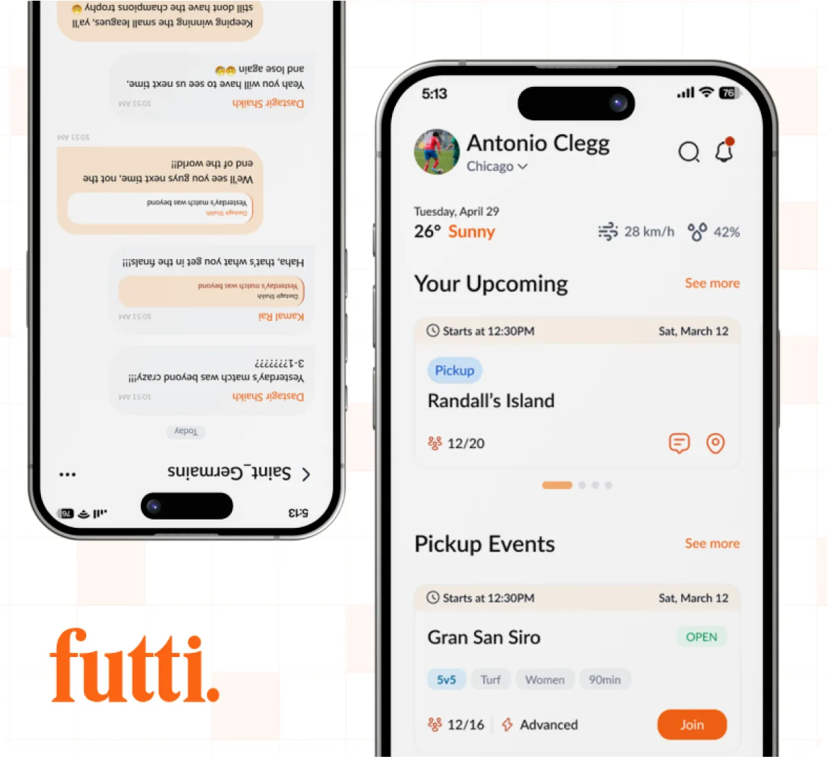 Futti event discovery and chat